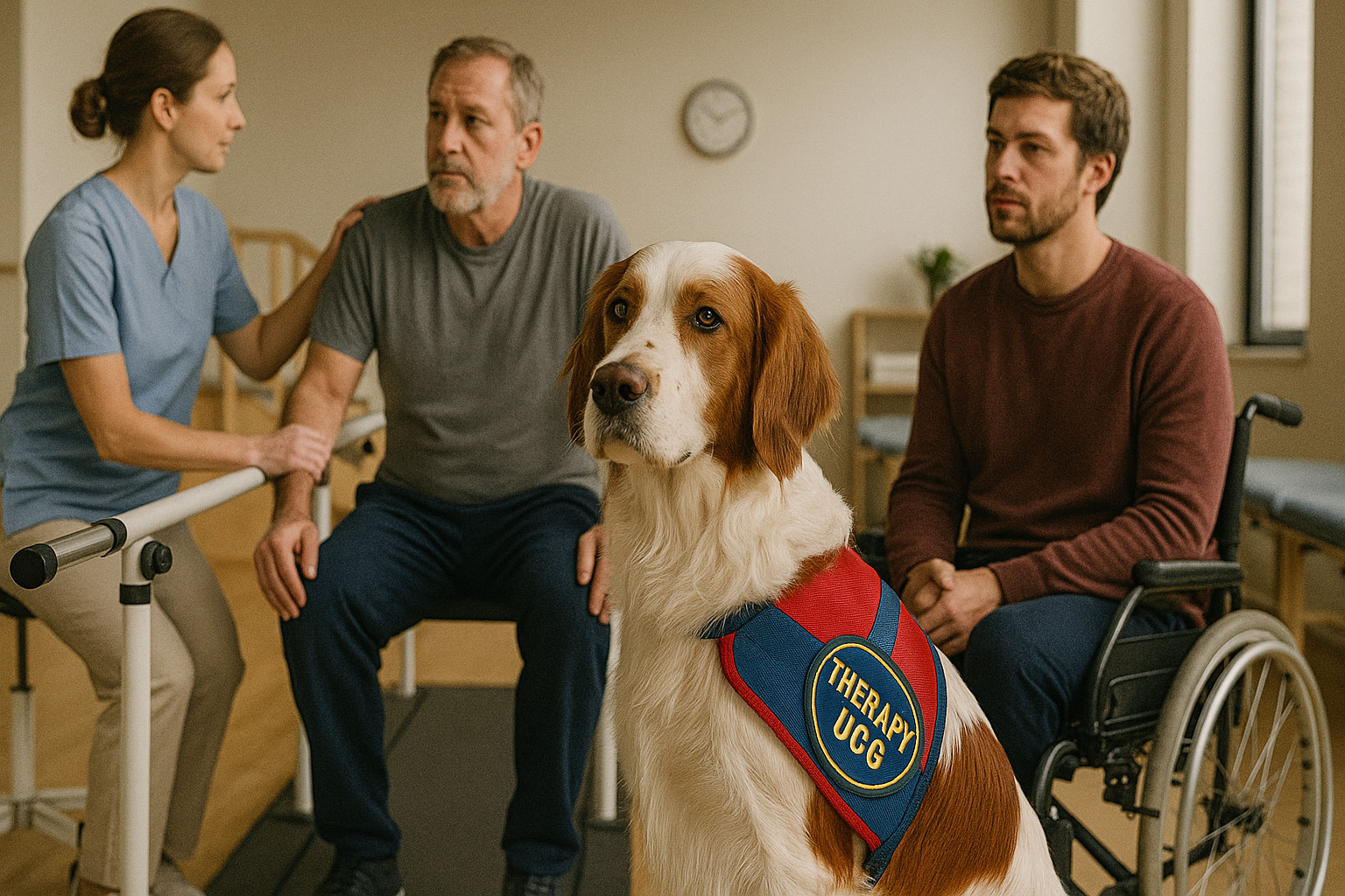Irish Red and White Setter as a Therapy Dog
